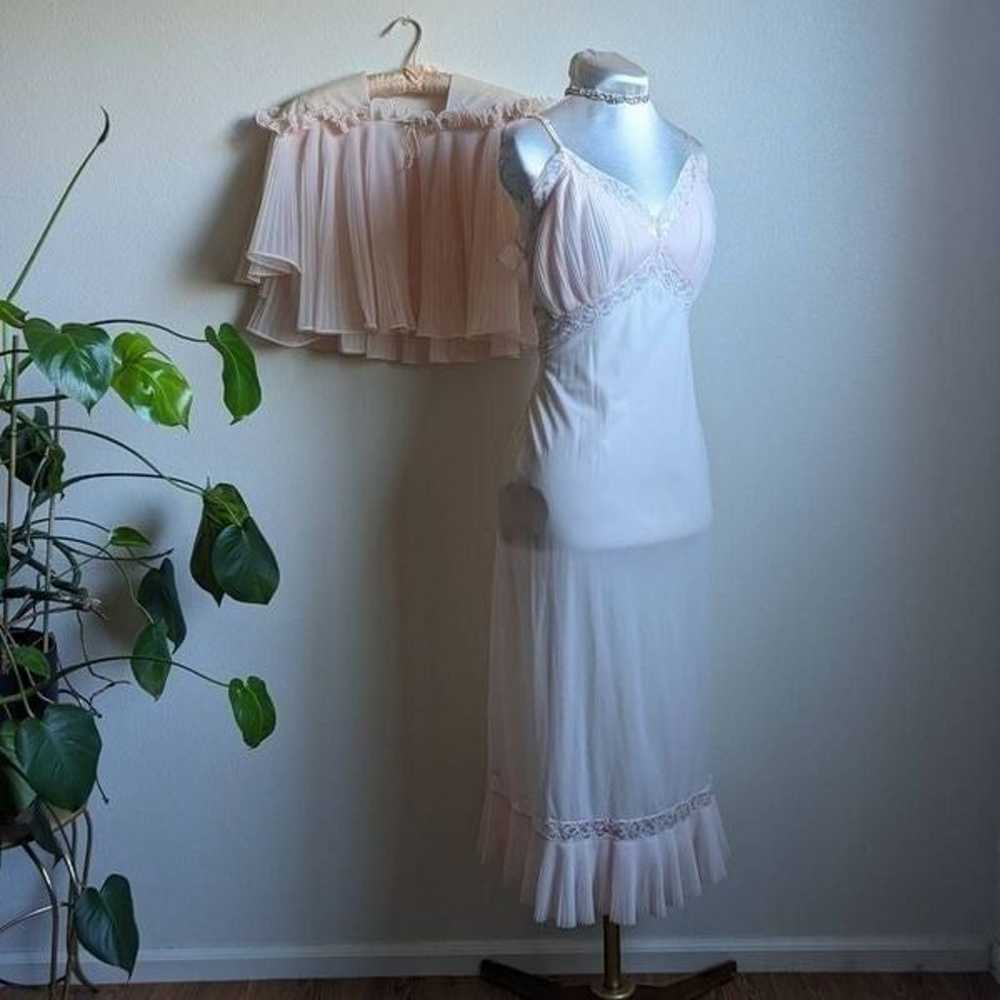 Vintage 60s Pastel Pink Slip Dress Nightgown Set … - image 3