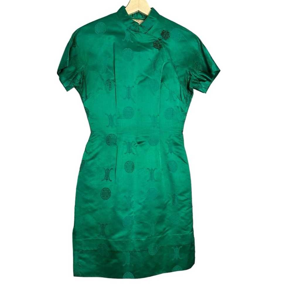 Vintage 1960s Green Silk Cheongsam Dynasty Hong C… - image 10