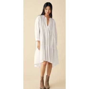 Zara White Poplin Tiered Midi Blogger Fave Dress S - image 1