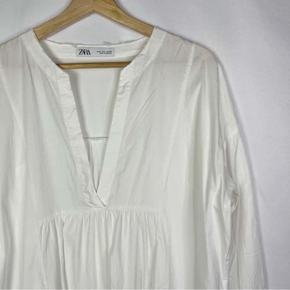 Zara White Poplin Tiered Midi Blogger Fave Dress S - image 5