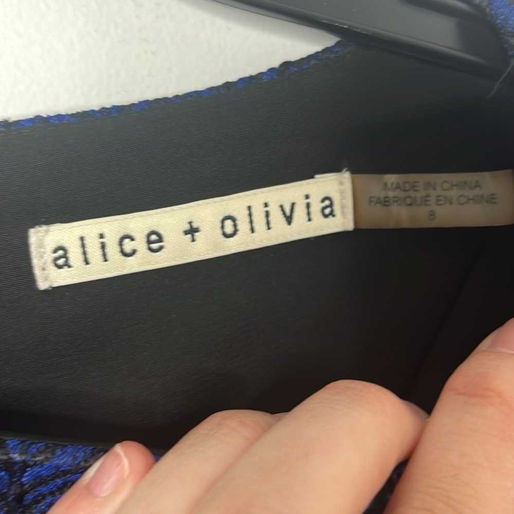 Alice + Olivia Liv Blue Herringbone Jacquard Mini… - image 3
