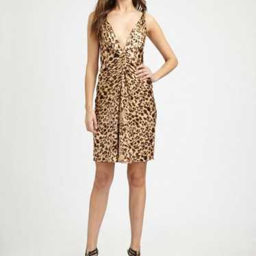 Badgley Mischka 8 Silk Leopard Dress