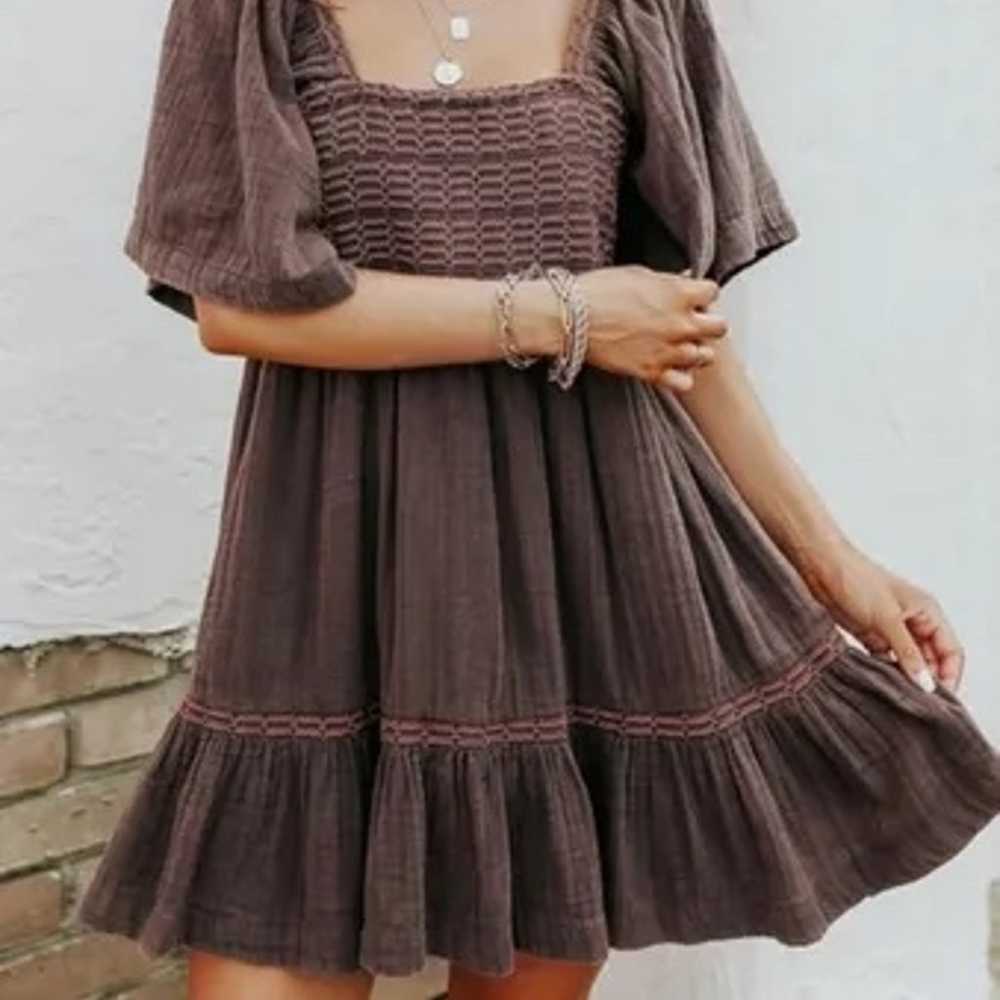 Free People Brown Easy To Love Mini Dress L - image 1