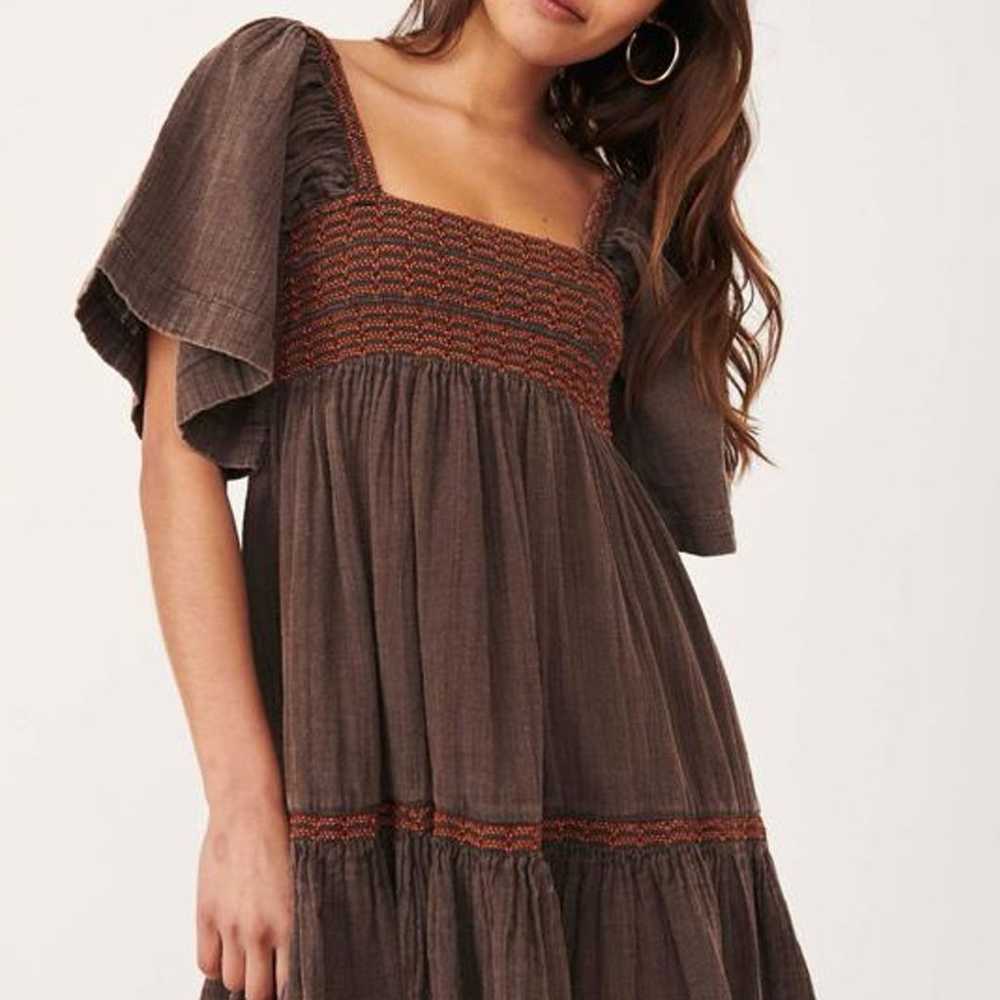 Free People Brown Easy To Love Mini Dress L - image 3