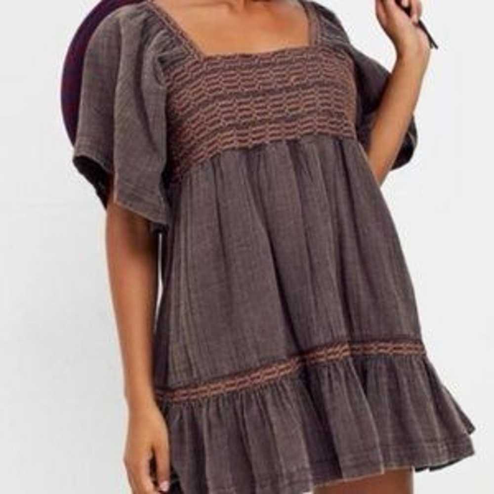 Free People Brown Easy To Love Mini Dress L - image 5