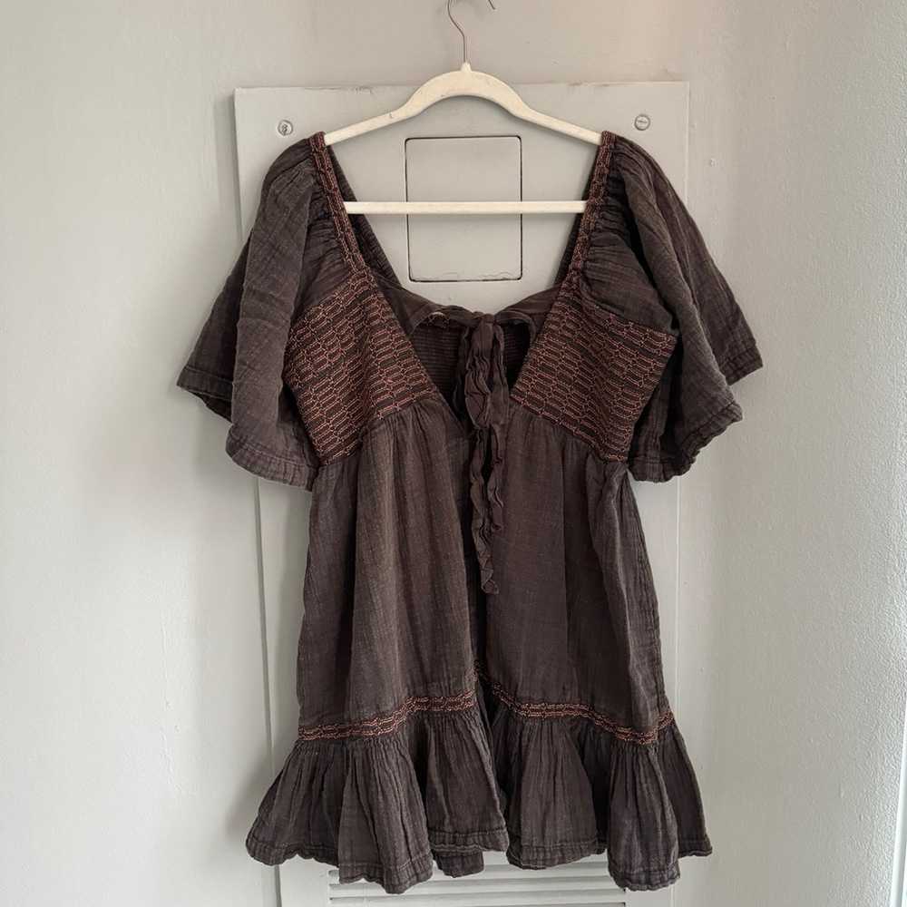 Free People Brown Easy To Love Mini Dress L - image 7