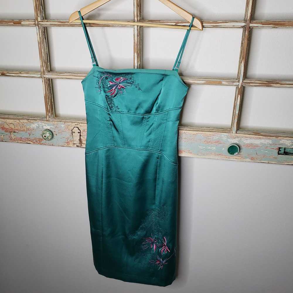 Karen Millen lined Silk Corset embroidered dress … - image 5