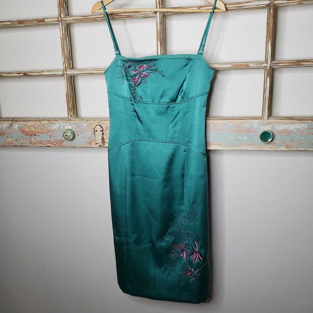 Karen Millen lined Silk Corset embroidered dress … - image 6