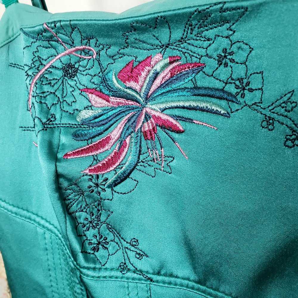 Karen Millen lined Silk Corset embroidered dress … - image 8