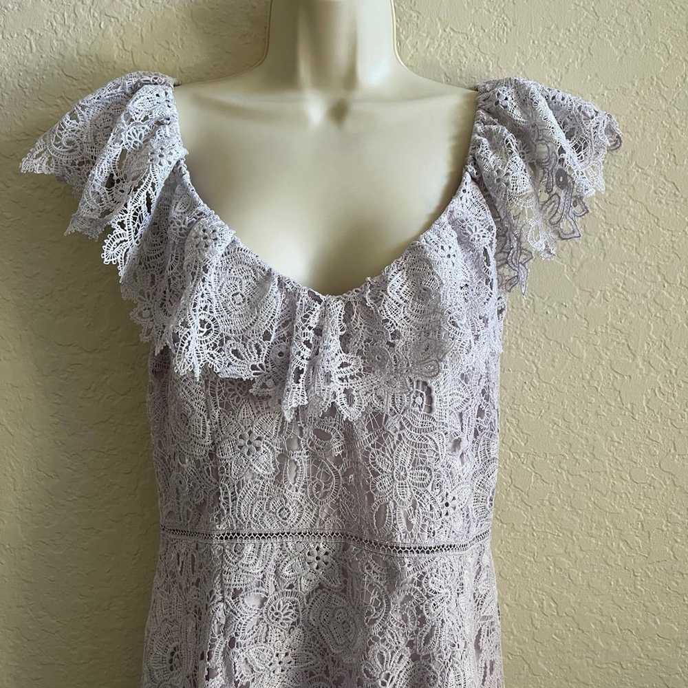 Saylor Lilac Lace Ruffle V Neck Mini Dress Flutte… - image 3