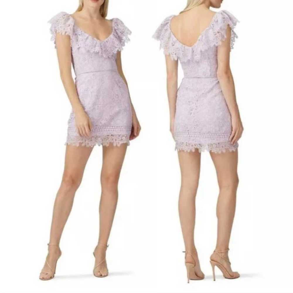 Saylor Lilac Lace Ruffle V Neck Mini Dress Flutte… - image 4