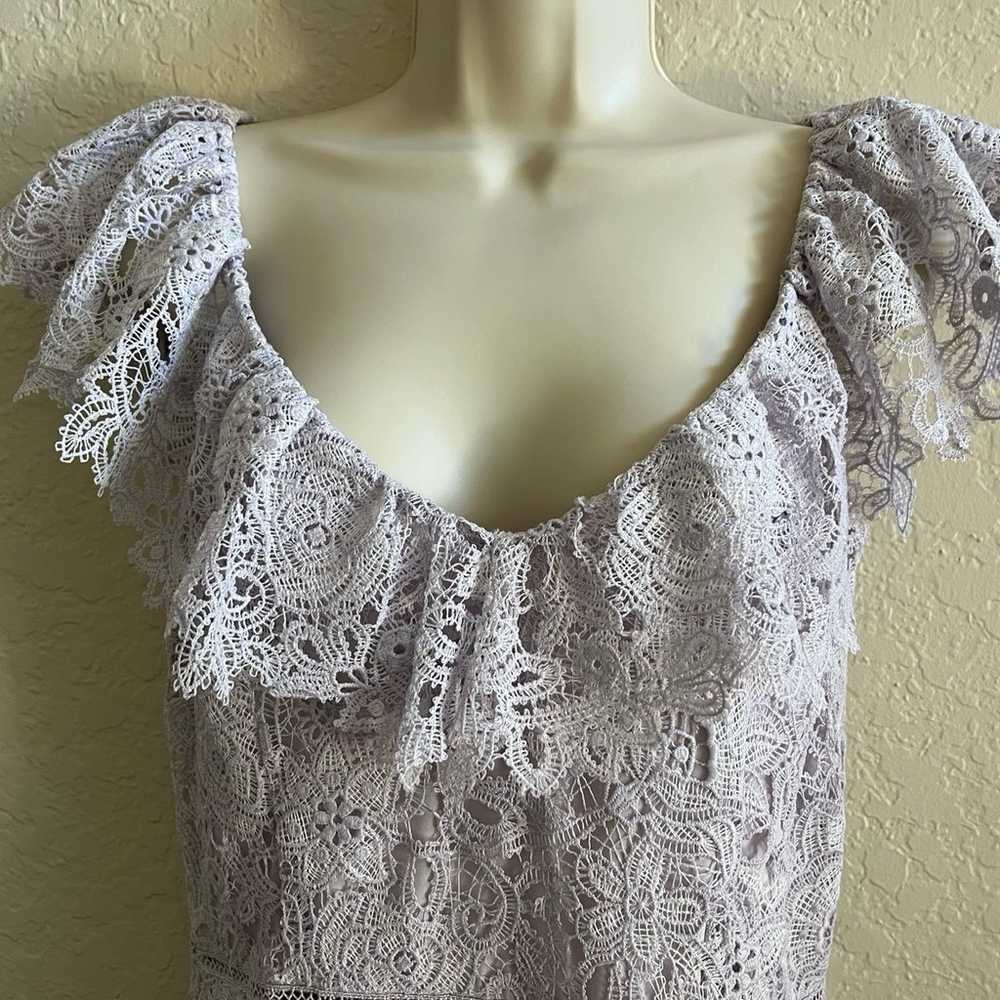 Saylor Lilac Lace Ruffle V Neck Mini Dress Flutte… - image 5