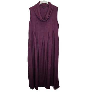 Vivid Sleeveless Linen Cowlneck Midi Dress L Purp… - image 1