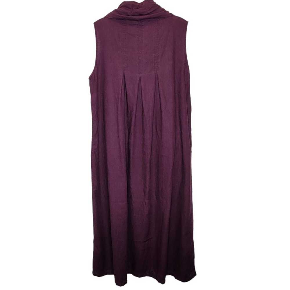 Vivid Sleeveless Linen Cowlneck Midi Dress L Purp… - image 5
