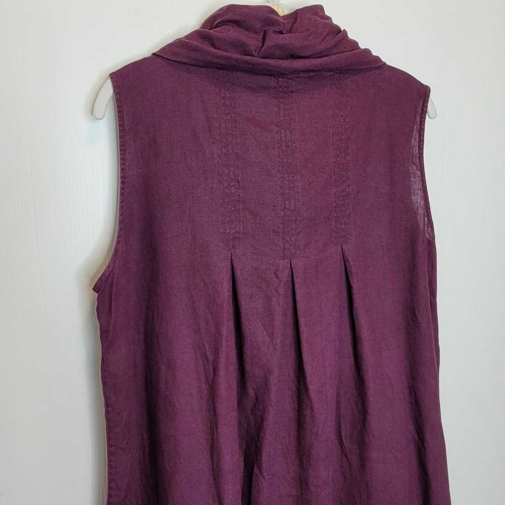 Vivid Sleeveless Linen Cowlneck Midi Dress L Purp… - image 6