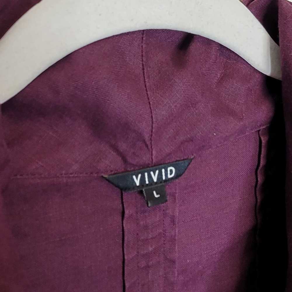 Vivid Sleeveless Linen Cowlneck Midi Dress L Purp… - image 8