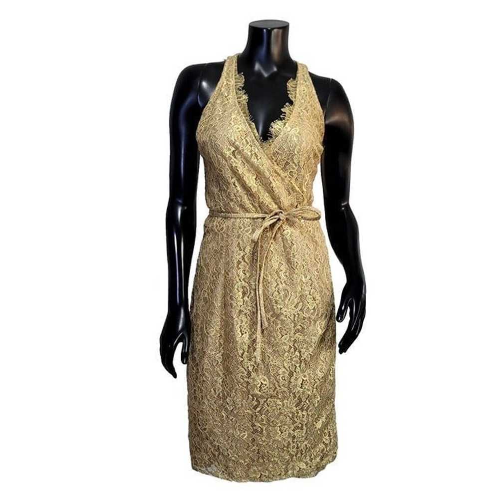 Vintage 90s Chetta B Evening Womens 8 Gold Lace W… - image 1