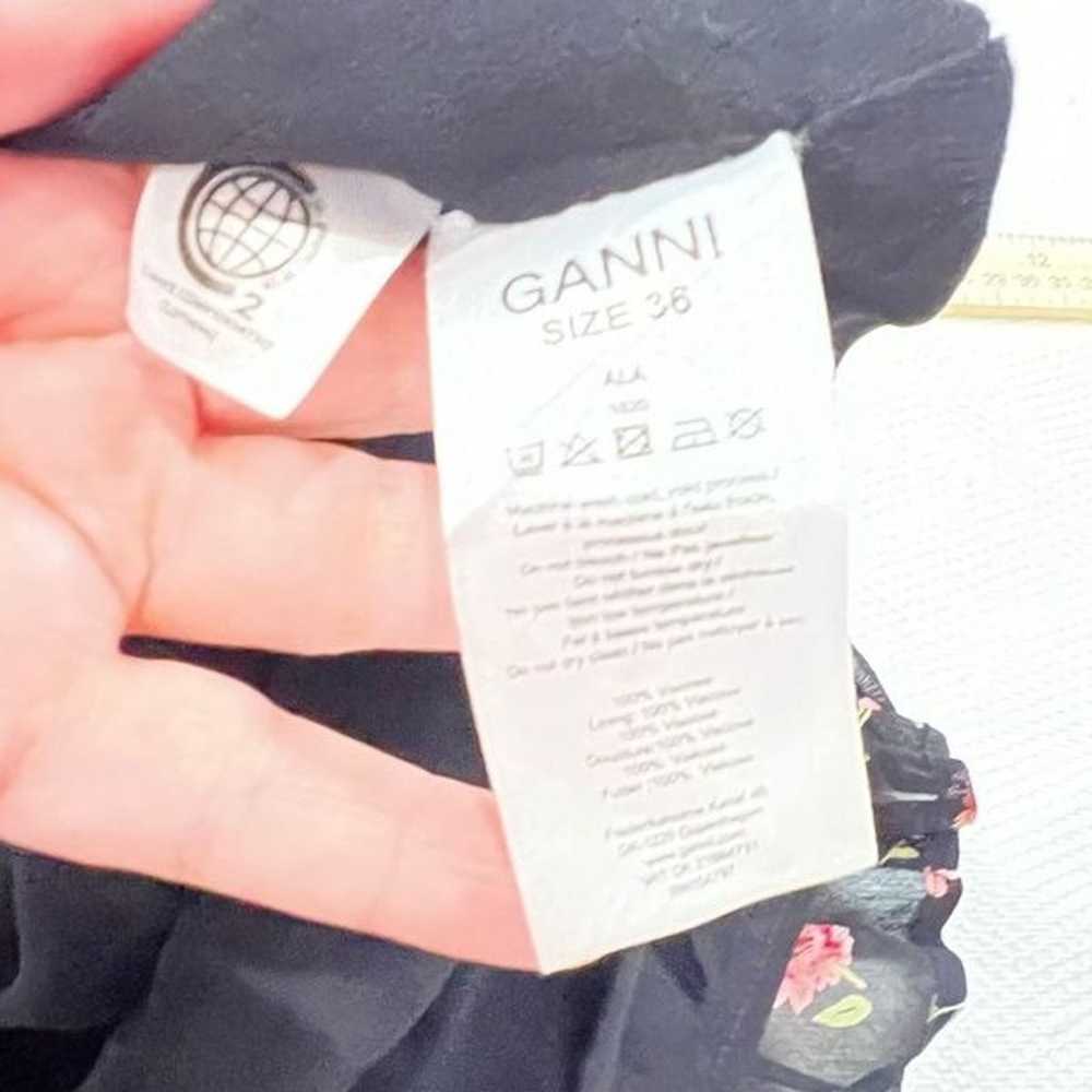 Ganni Black Floral Printed Georgette Mini Dress 3… - image 8