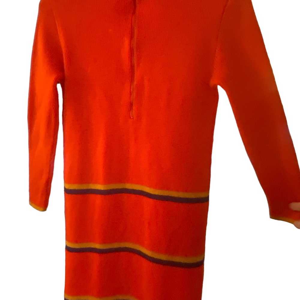 Viva 100% Wool Sweater Dress Bright Orange VINTAG… - image 2