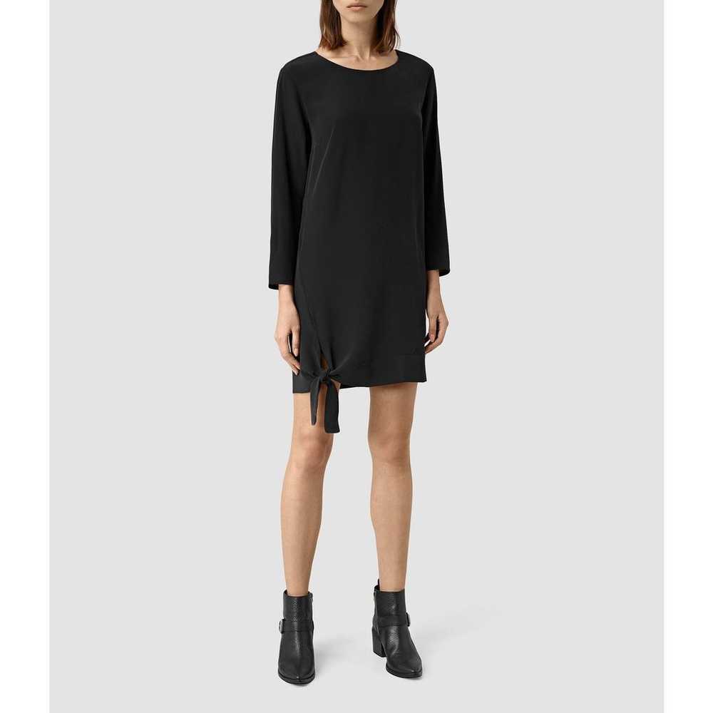 AllSaints Black Neely Silk Dress Size 2 - image 1