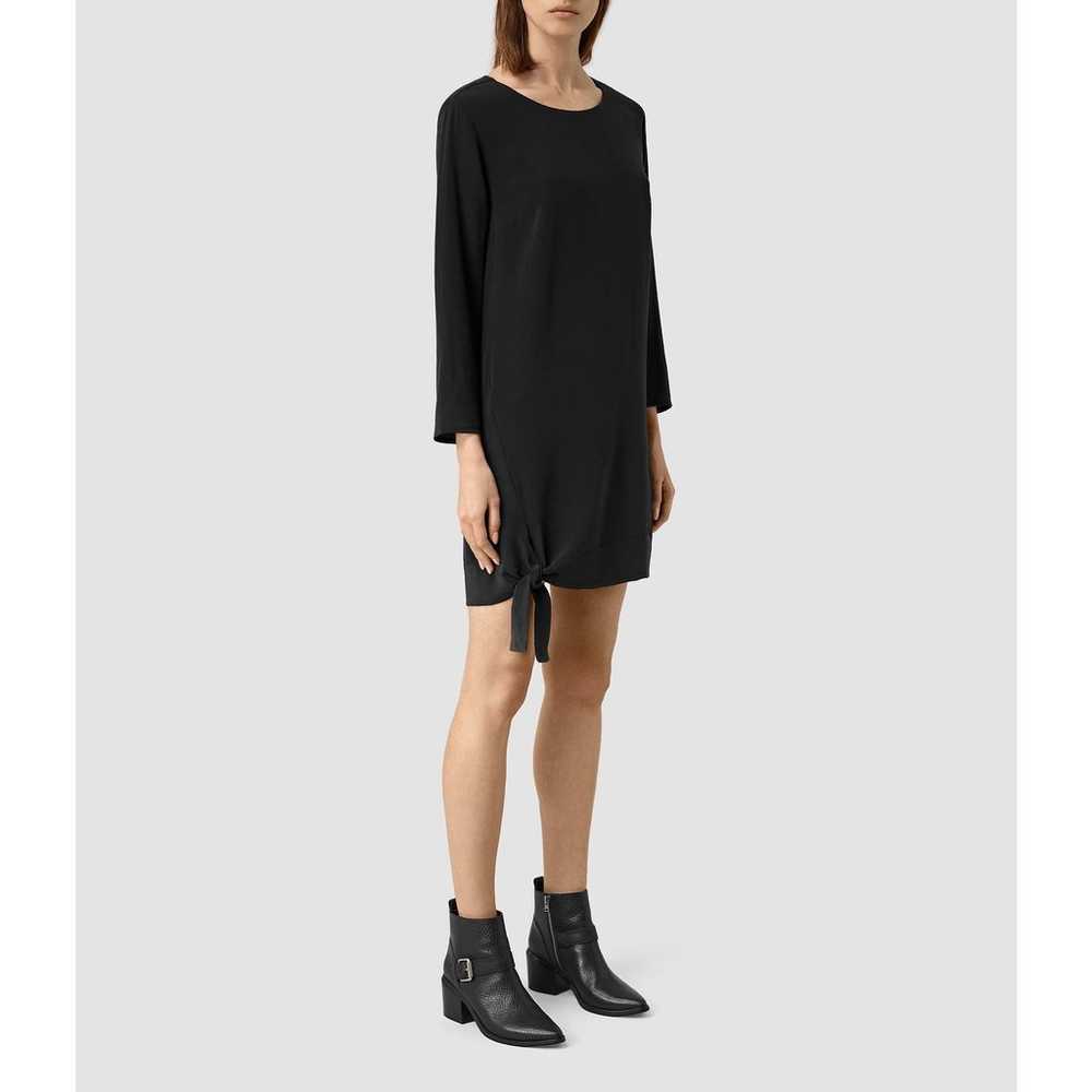 AllSaints Black Neely Silk Dress Size 2 - image 6