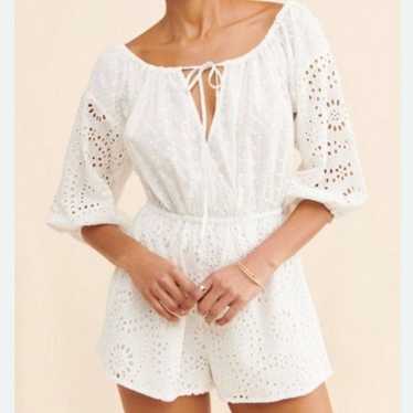 Rays for Days Anthropologie White Floral Romper in