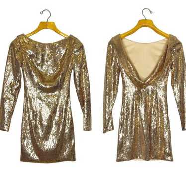 Sherri Hill Size 0 Gold Sequin Mini Formal Dress … - image 1