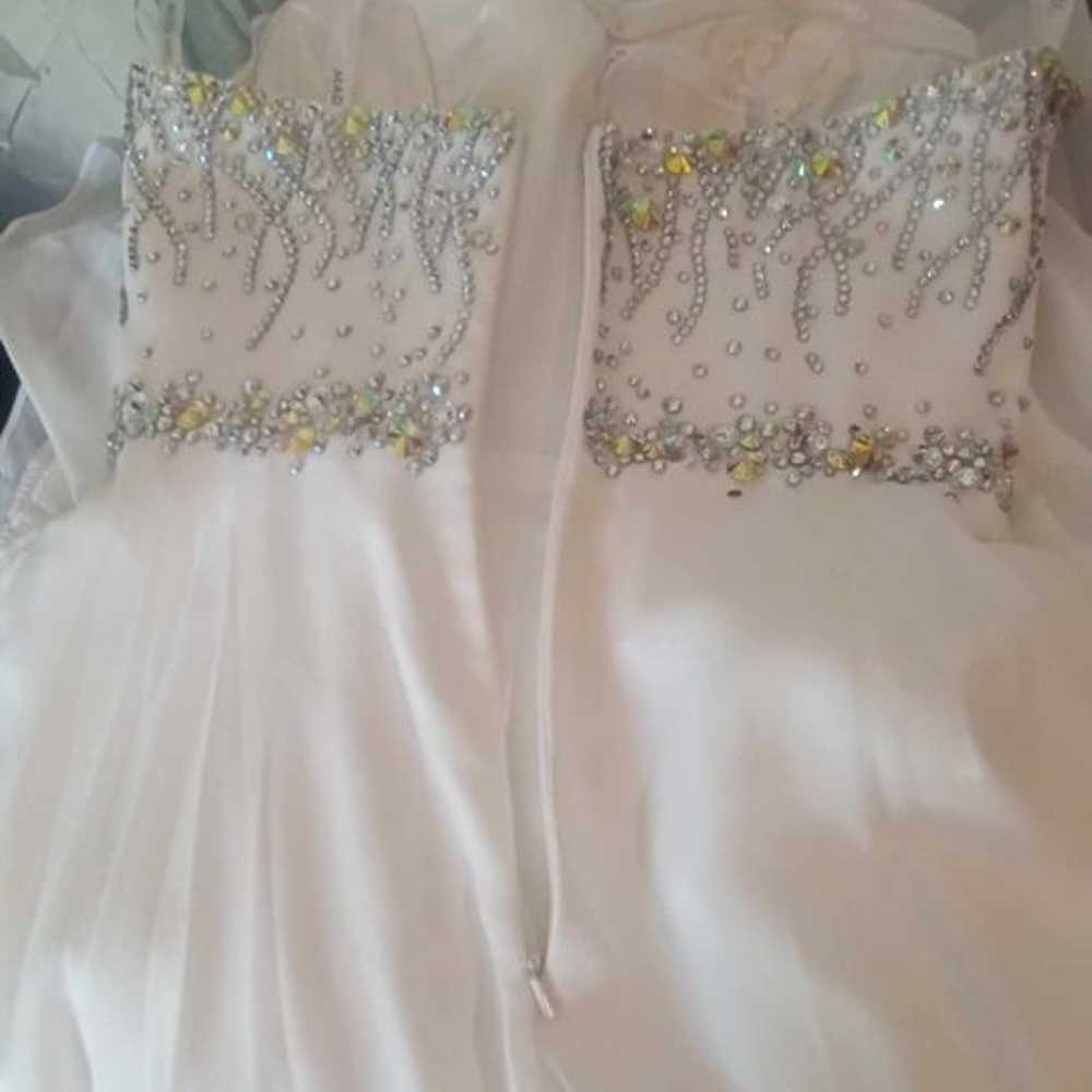 Madison James White Strapless Prom Dress Size 4 w… - image 12