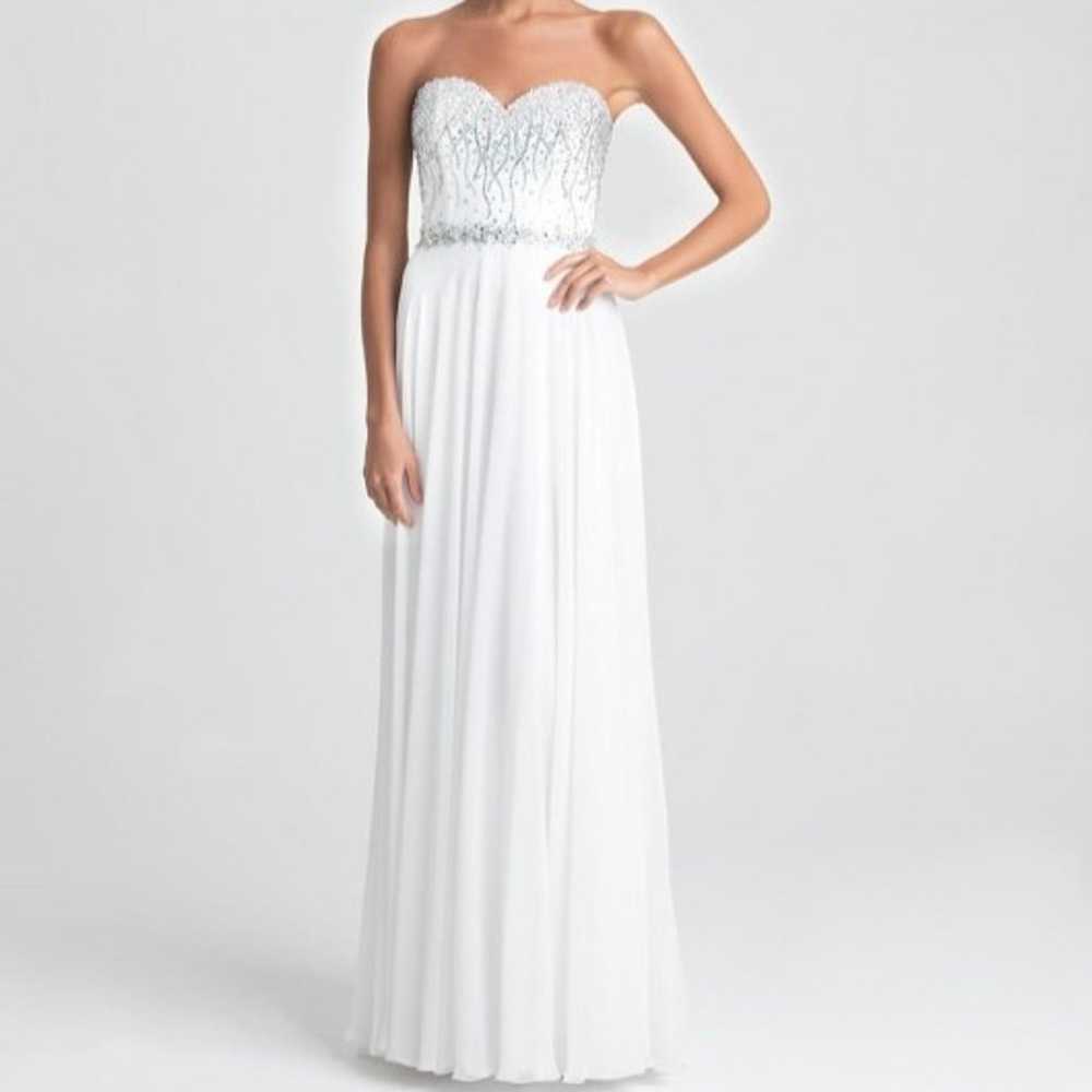 Madison James White Strapless Prom Dress Size 4 w… - image 1