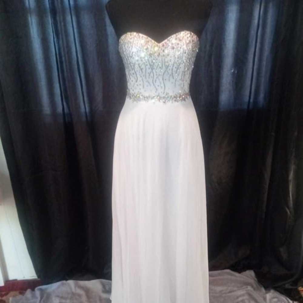 Madison James White Strapless Prom Dress Size 4 w… - image 2
