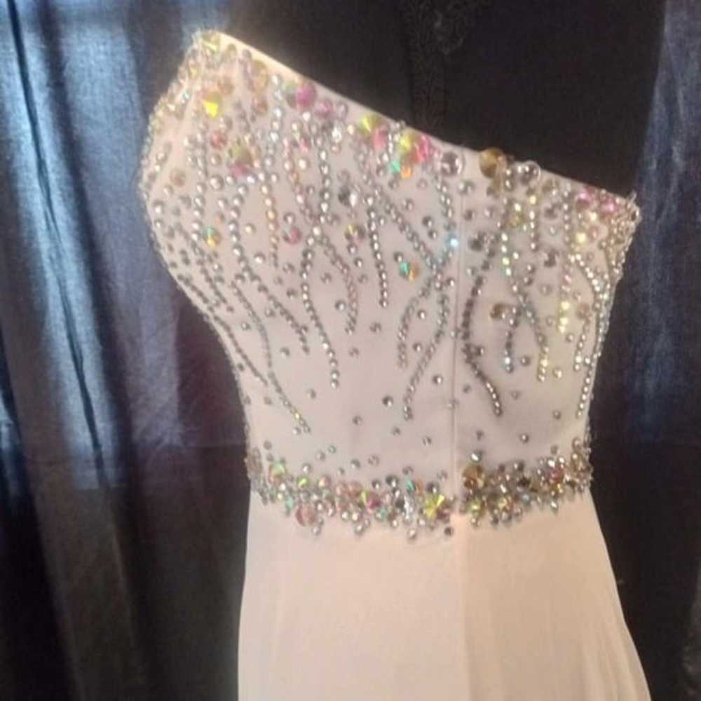 Madison James White Strapless Prom Dress Size 4 w… - image 9