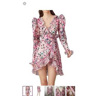 Rococco Sand Pink Floral Ruffle Mini Wrap Dress S… - image 1