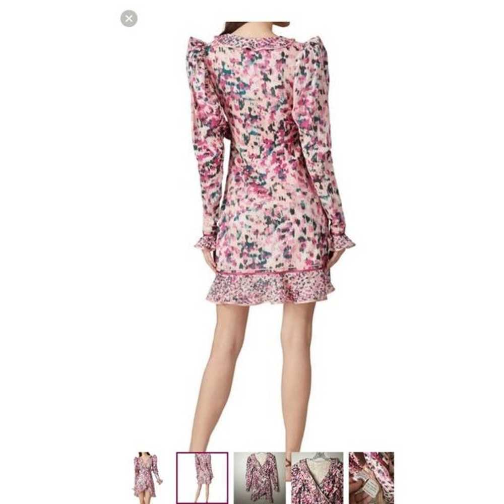 Rococco Sand Pink Floral Ruffle Mini Wrap Dress S… - image 2