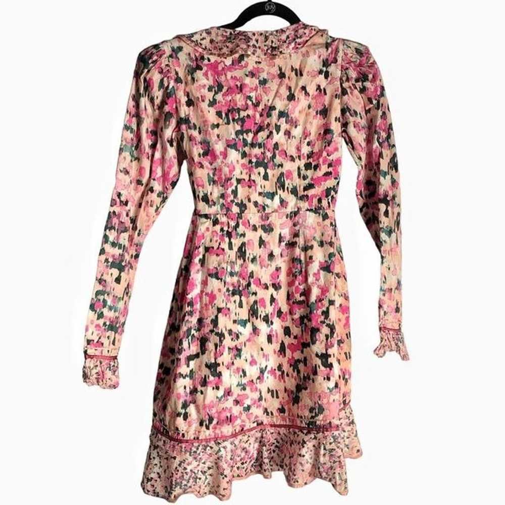 Rococco Sand Pink Floral Ruffle Mini Wrap Dress S… - image 5