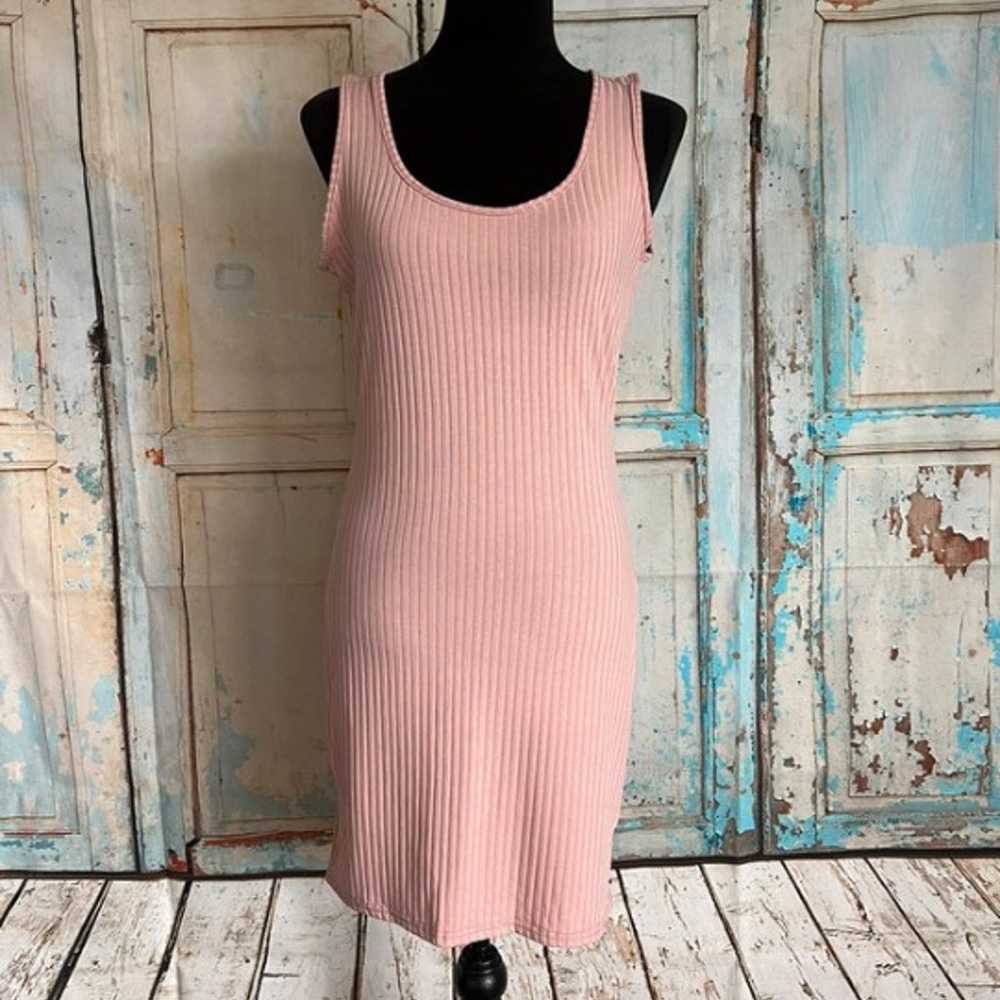 dressWomen Blush Ribbed Ruched Back Pink Bodycon … - image 1