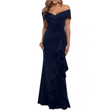 XSCAPE Ava Evening Gown 4 Midnight Navy Blue Off t