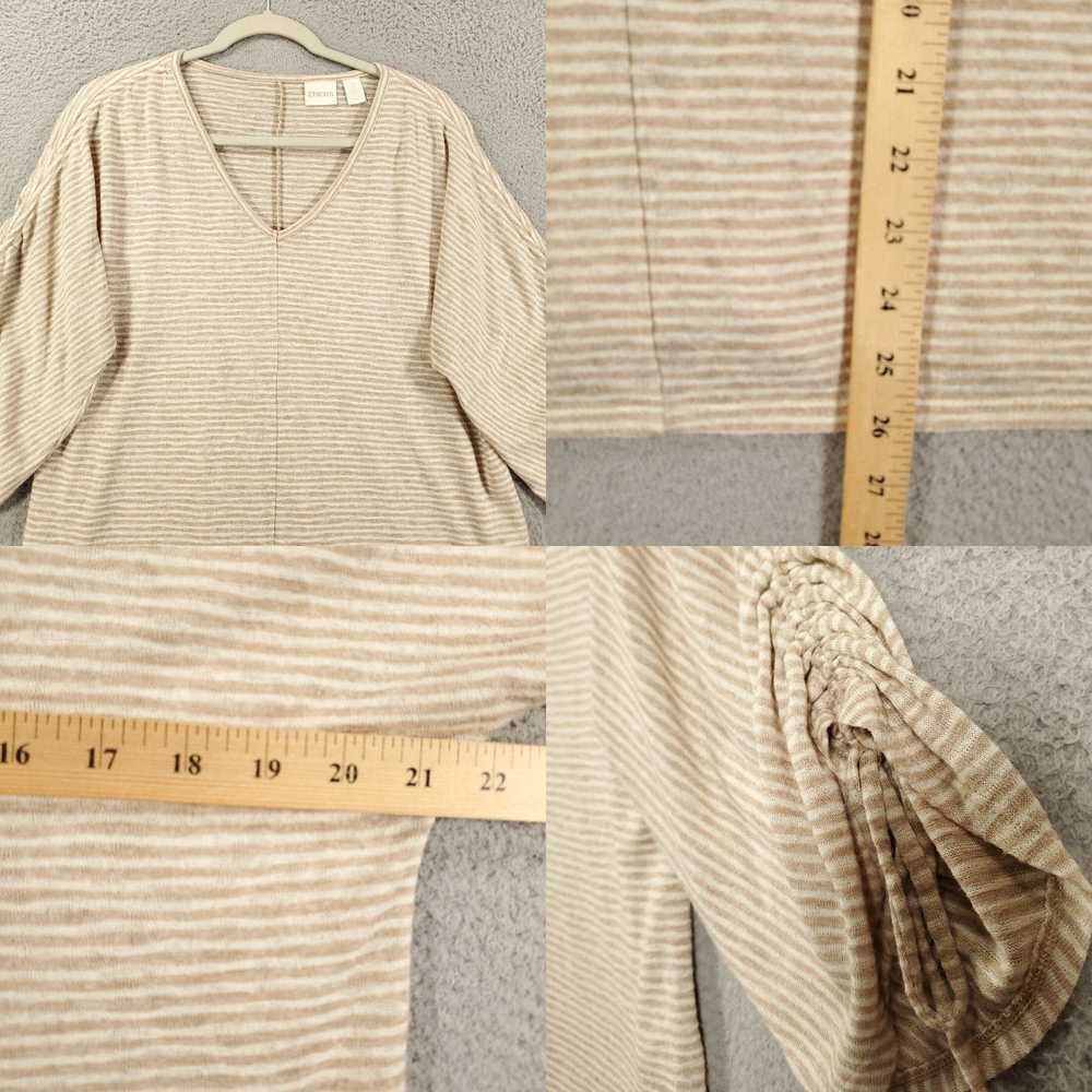 Vintage Chicos Top Womens Large Tan Off White Str… - image 4