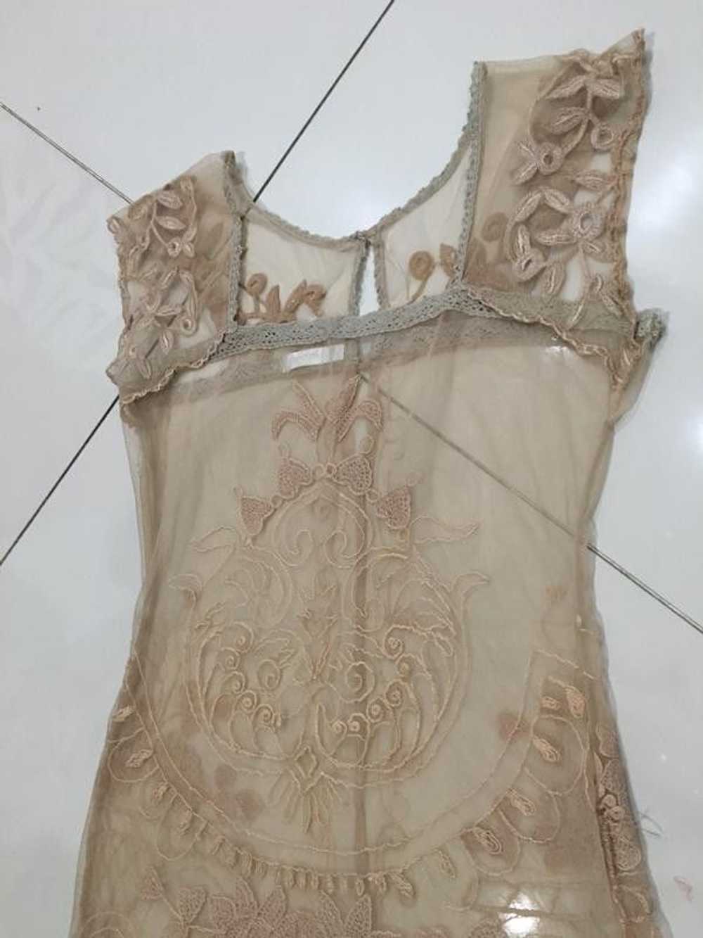 Italian Designers Womens Tan Sheer Mini Dress sz … - image 4