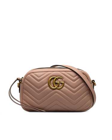 Gucci Chic Pink Camera Bag with GG Marmont Detaili