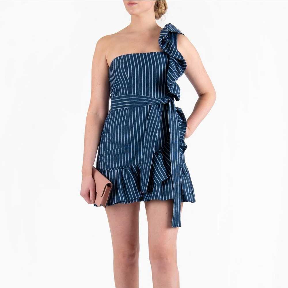 Alexis Konner Dress Blue Stripe Denim One Shoulde… - image 2