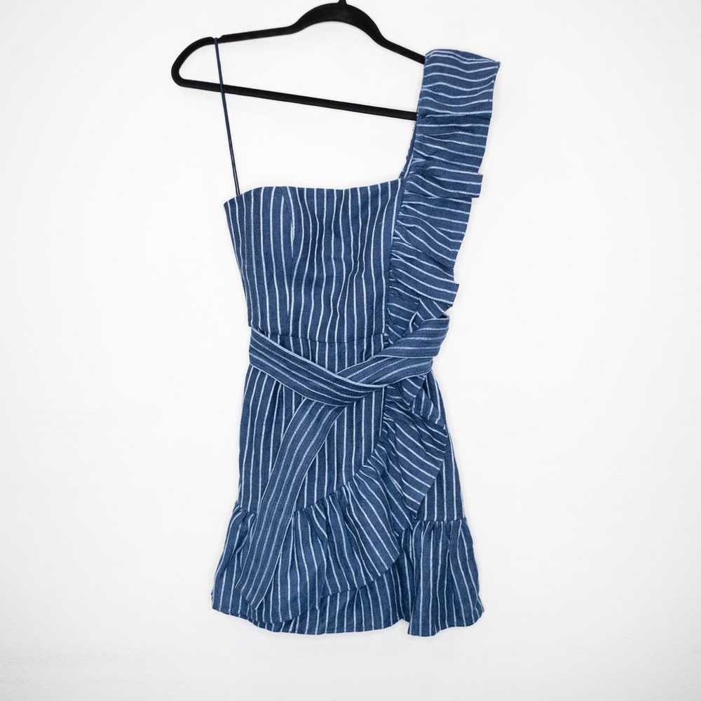 Alexis Konner Dress Blue Stripe Denim One Shoulde… - image 3