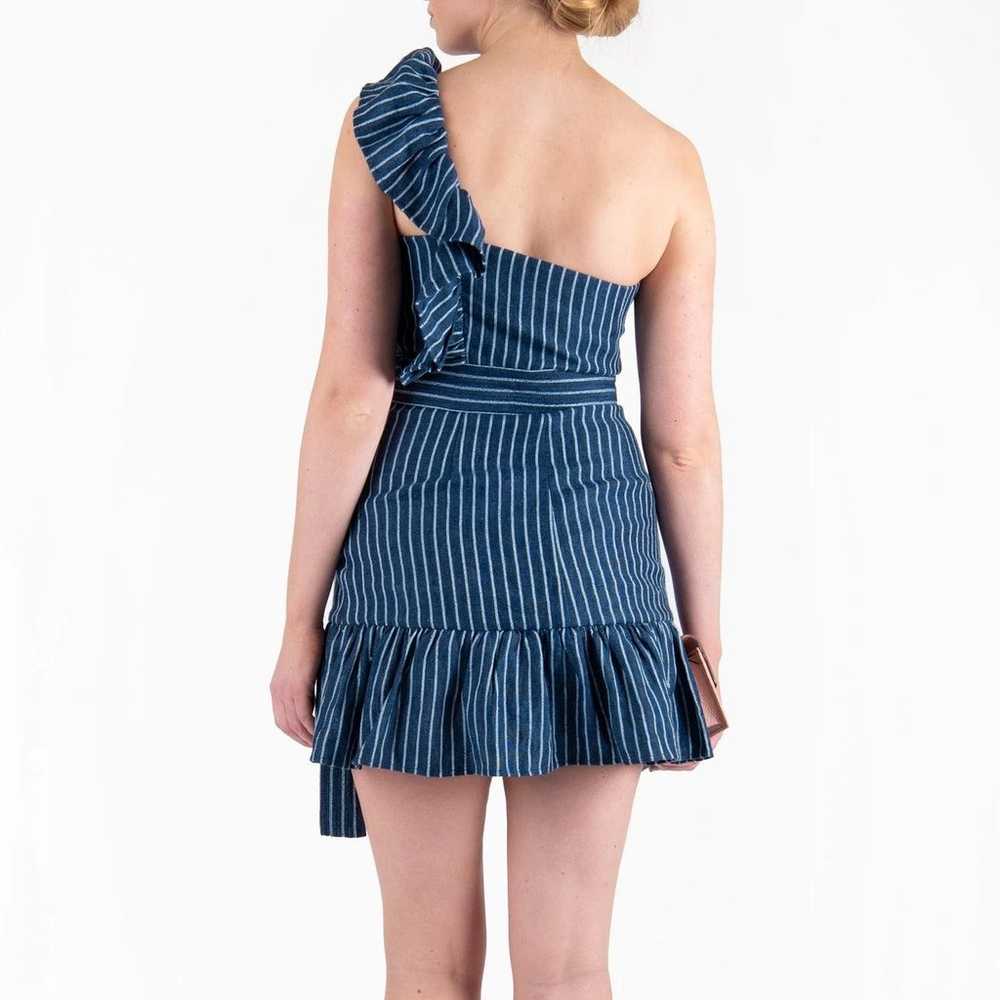 Alexis Konner Dress Blue Stripe Denim One Shoulde… - image 4