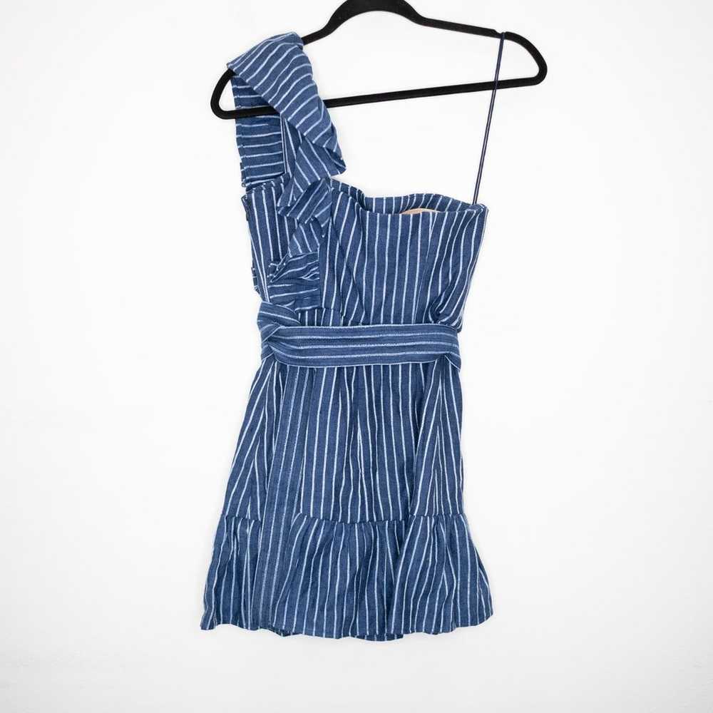 Alexis Konner Dress Blue Stripe Denim One Shoulde… - image 5