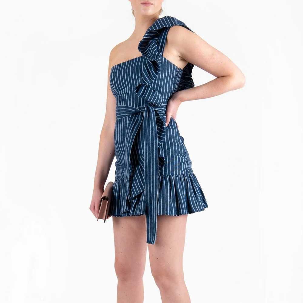 Alexis Konner Dress Blue Stripe Denim One Shoulde… - image 6