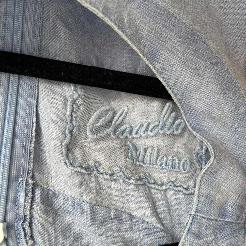 NWOT Claudio Milano 100% Linen Blue Sleeveless Dr… - image 6