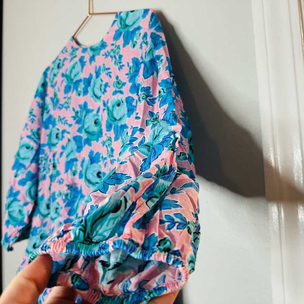 RHODE Women's Pink & Blue Floral Print Puff Sleev… - image 5