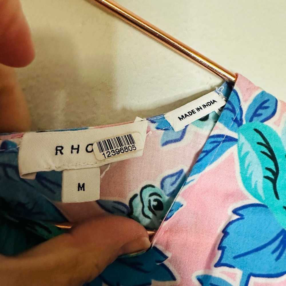 RHODE Women's Pink & Blue Floral Print Puff Sleev… - image 8
