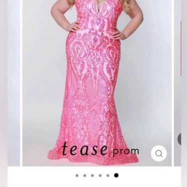 Tease Prom Flamingo Pink Hot Neon Patterned Sequin