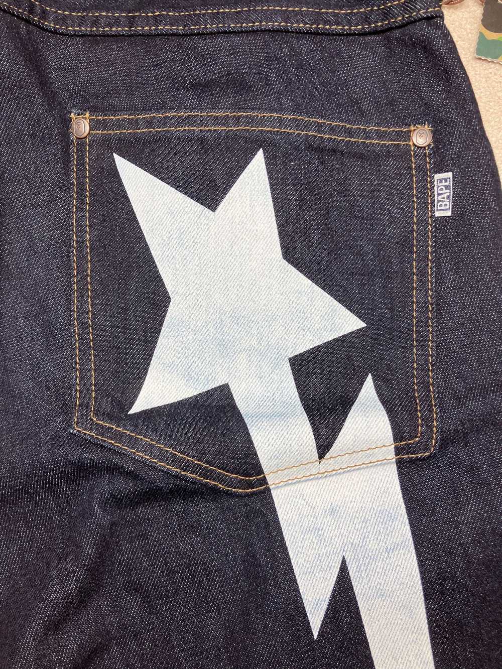 Bape Bape Big Star White Logo Indigo Denim Size M… - image 3