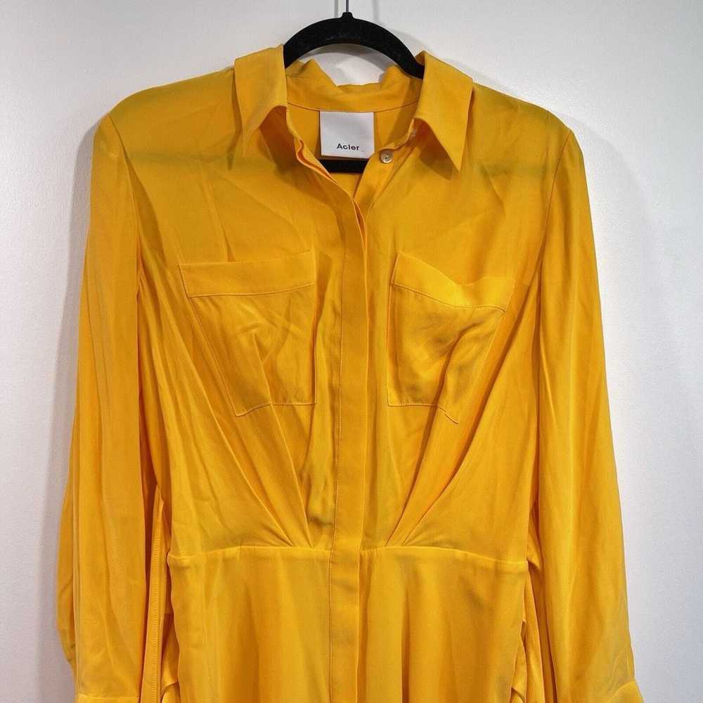 Acler | Bollard Yellow Tie-Front Silk-Blend Mini … - image 4